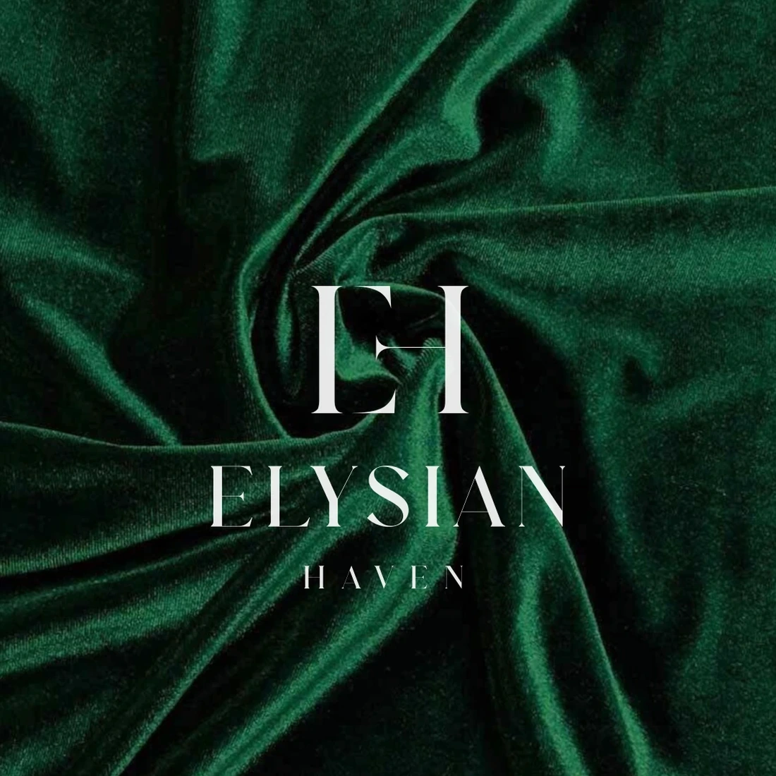 Green velvet with the Elysian Haven logo