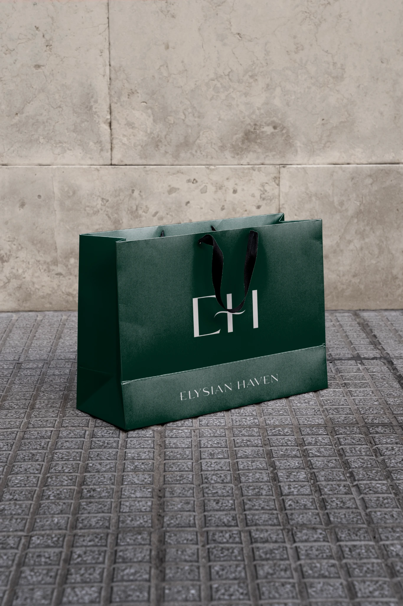 Dark forest green branded hospitality bag
