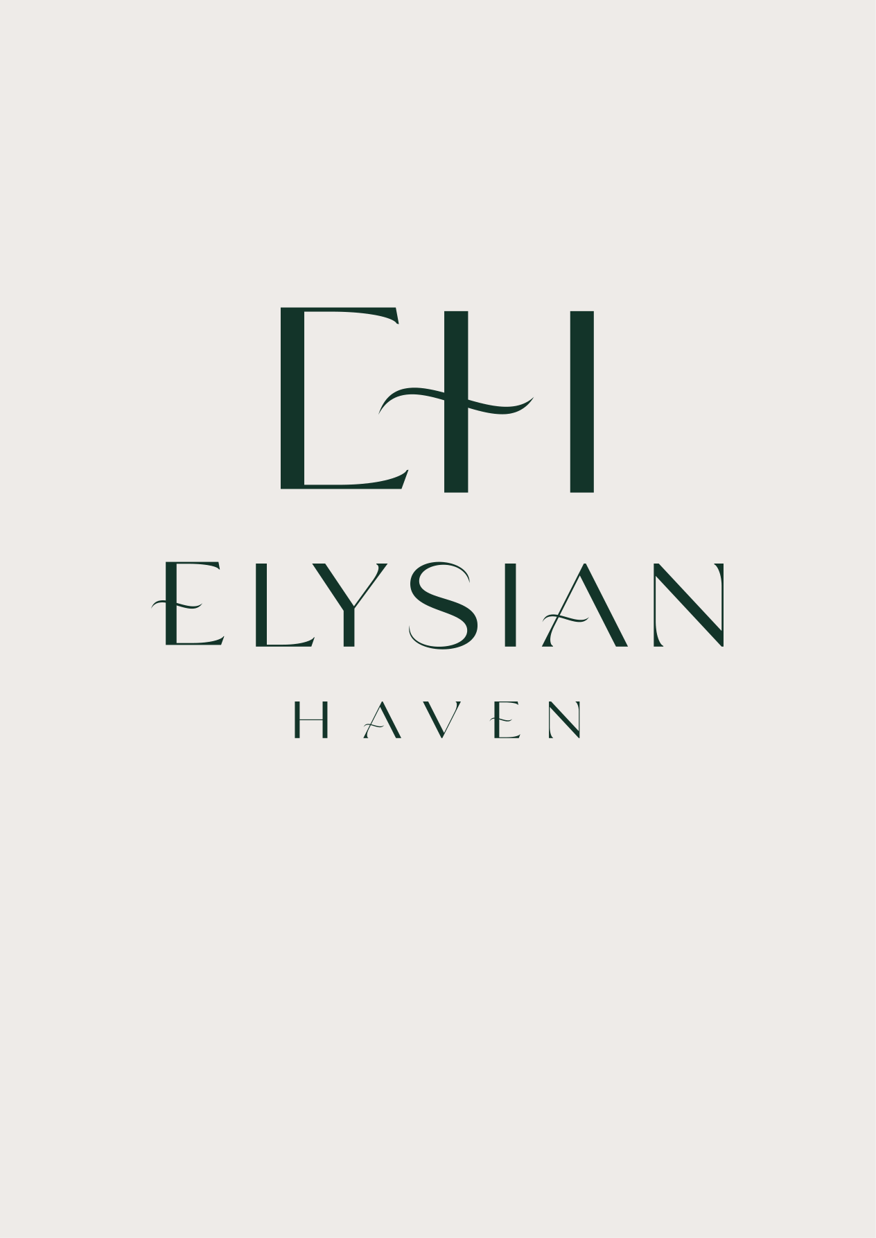 Original Elysian Haven monogram and wordmark in forest green on ivory