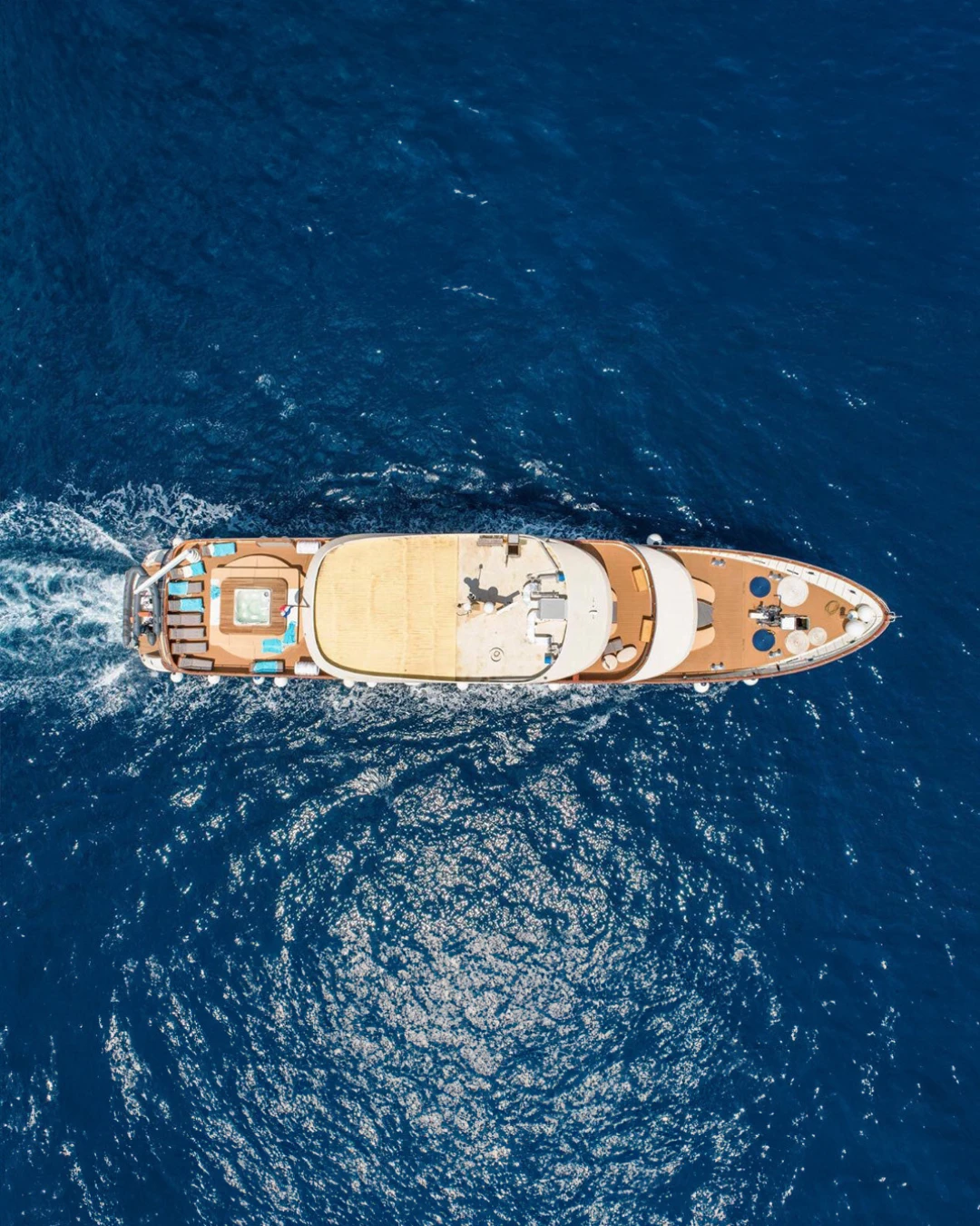 Aerial view of the Lastavica yacht in daylight