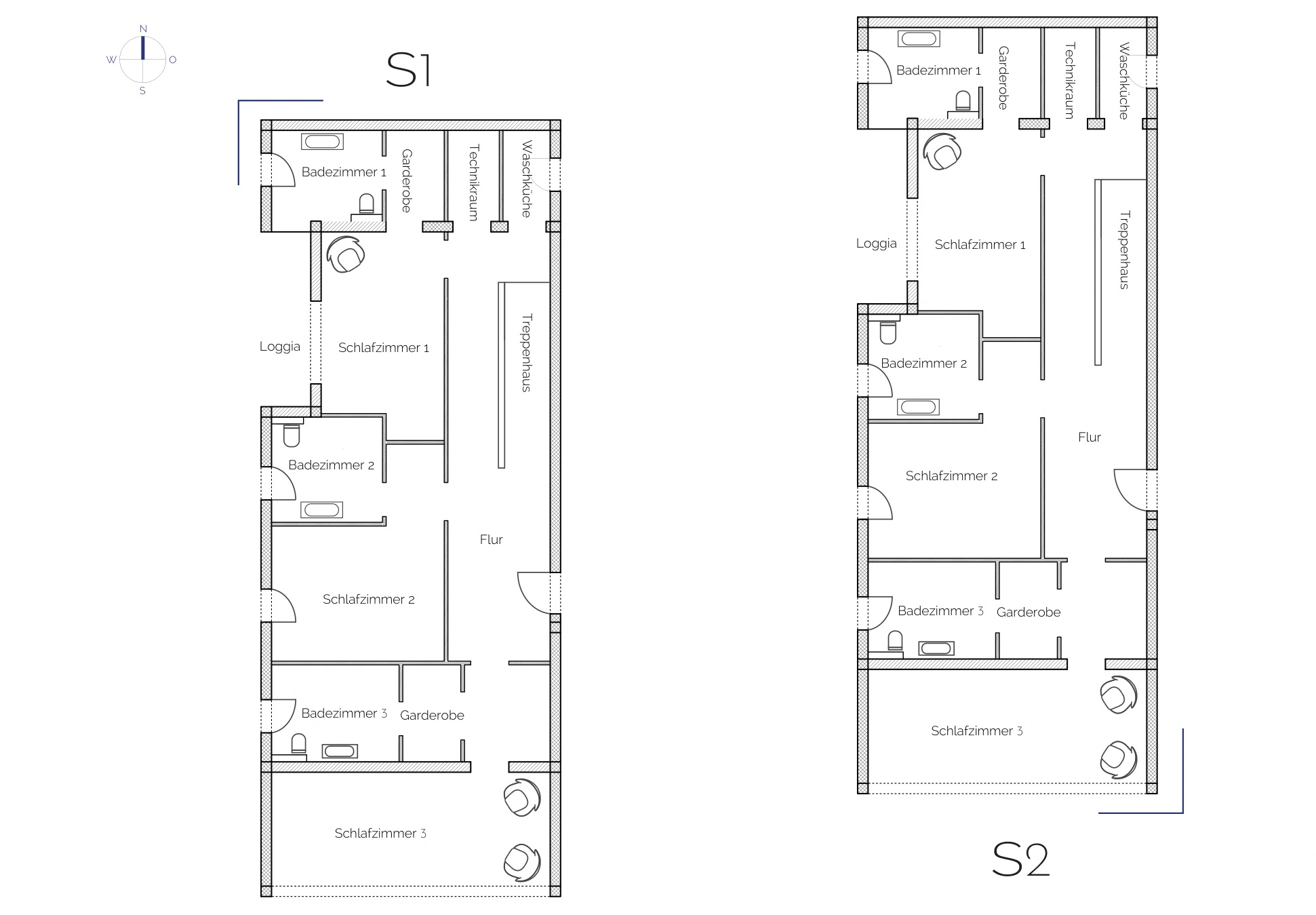 Villa Unuk floor plan, First floor (Erster Stock), redrawn for the brochure