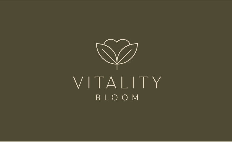 Vitality Bloom primary logo in cream on olive