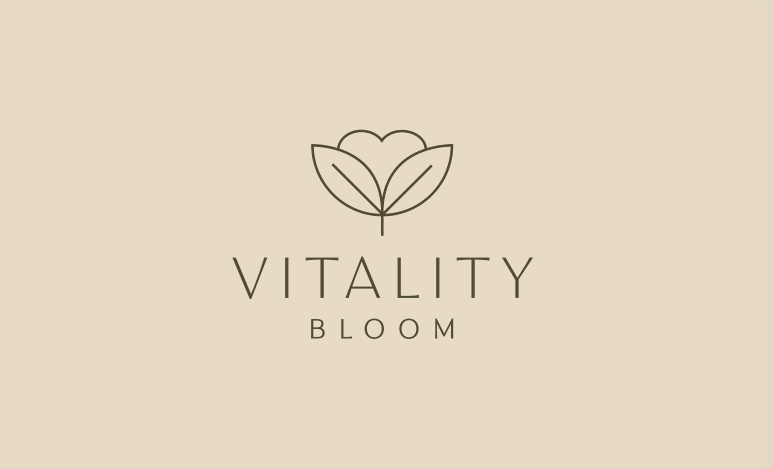 Vitality Bloom primary logo in olive on cream