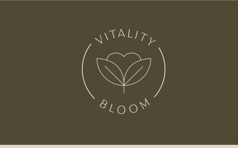 Vitality Bloom circular mark on olive