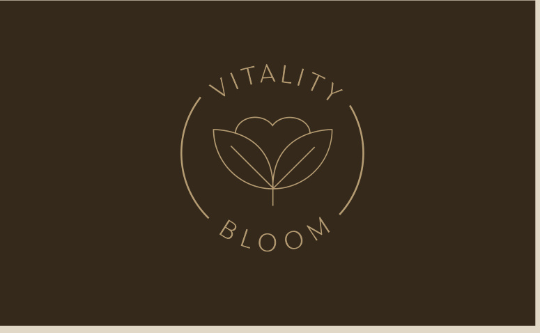 Vitality Bloom circular mark on espresso brown