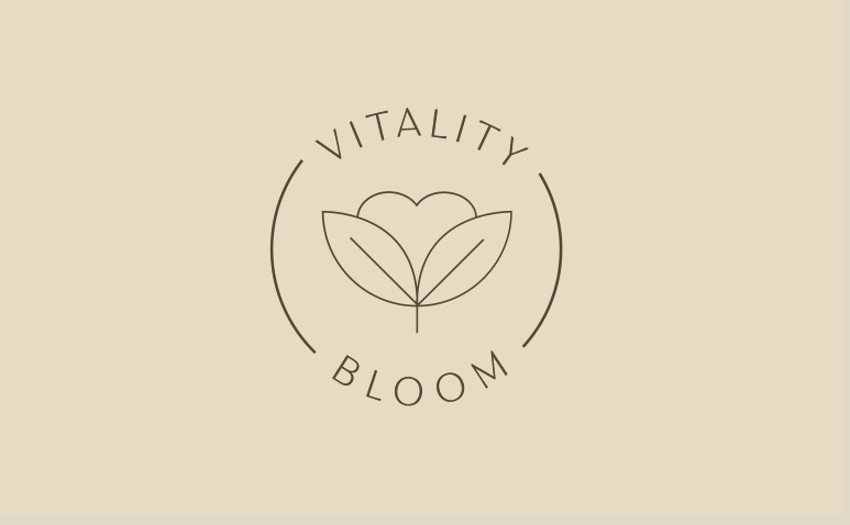 Vitality Bloom circular mark on cream